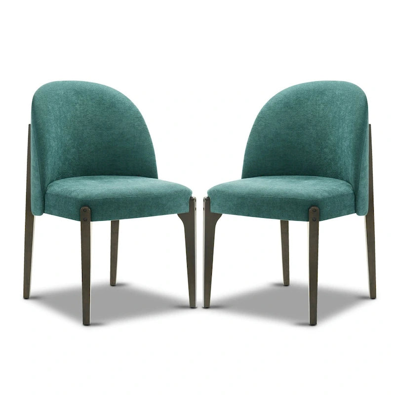 Poly & Bark Pietta Dining Chair (Set of 2) - Durable Fabric with Solid Wood Legs