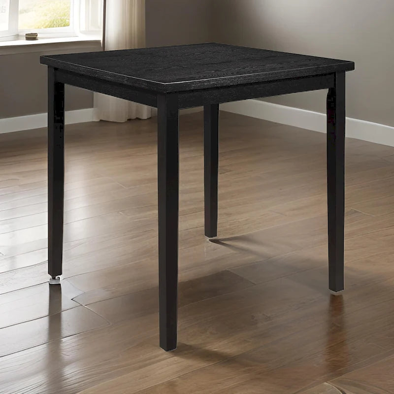 Rina 36 Inch Counter Height Table, 4 Seater Square Top, Black Solid Wood