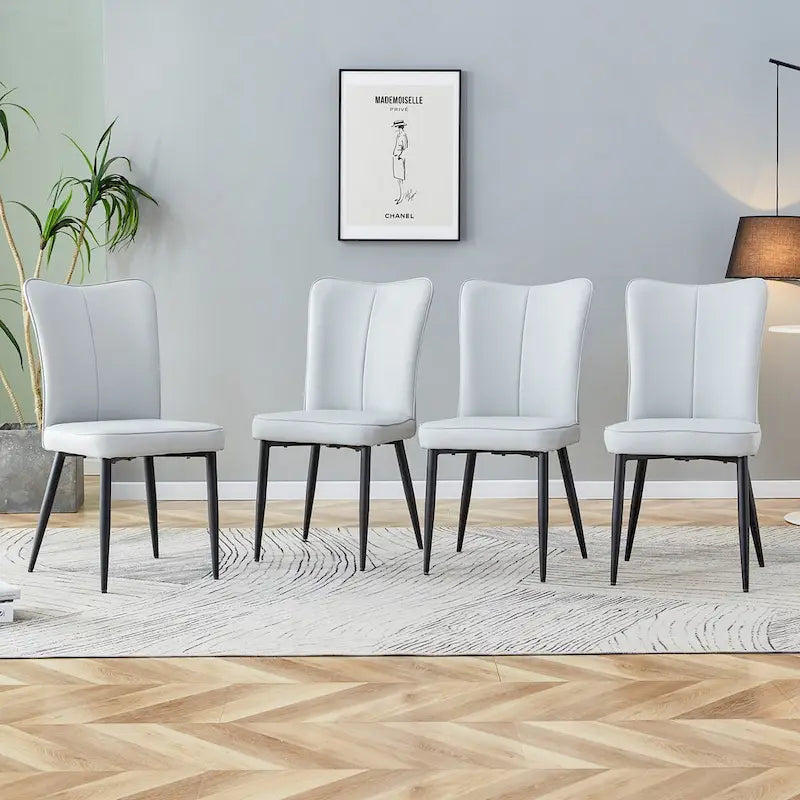 Modern Dining Chairs Set of 4 PU Leather Kitchen Upholstered Chairs
