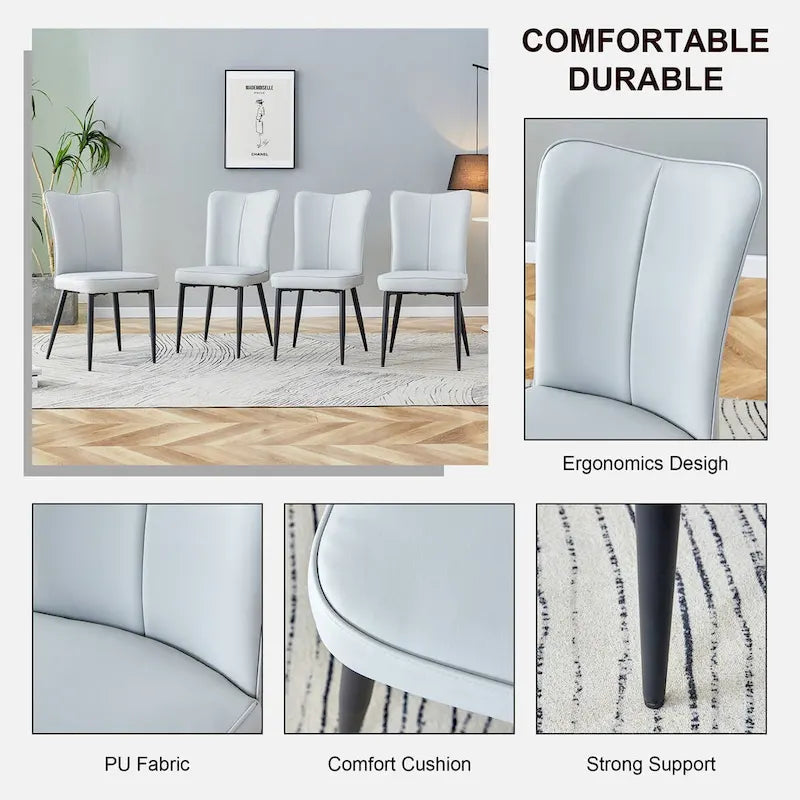 Modern Dining Chairs Set of 4 PU Leather Kitchen Upholstered Chairs