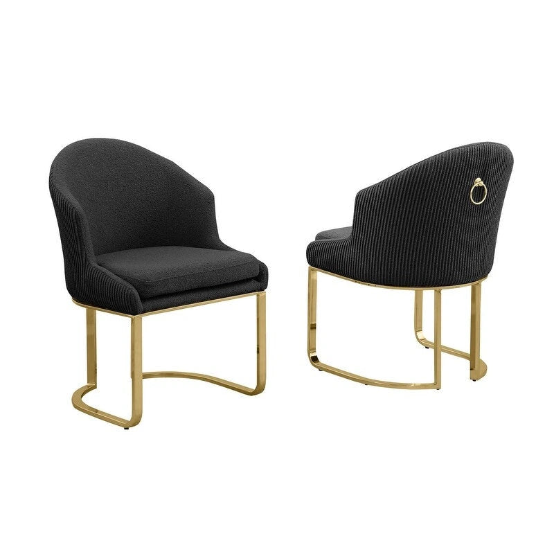 Best Quality Furniture Teddy Fabric Gold Chrome Dining Chairs (Set of 2) - N/A