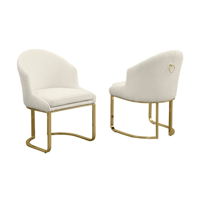 Best Quality Furniture Teddy Fabric Gold Chrome Dining Chairs (Set of 2) - N/A