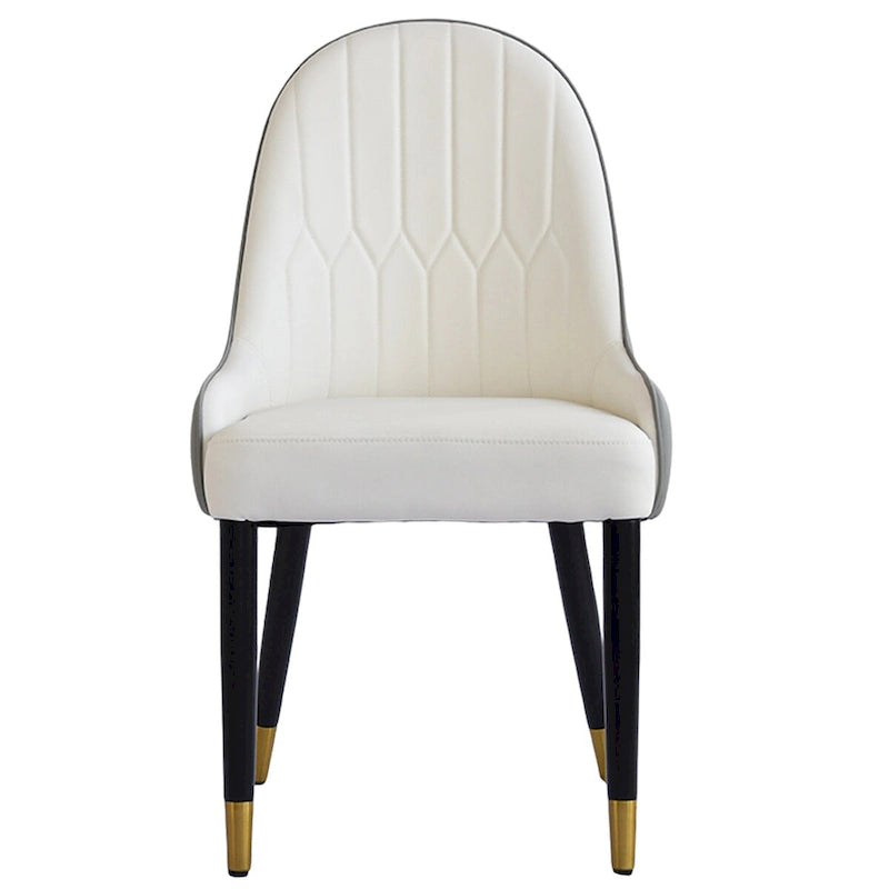 Modern PU Leather Set of 2 Dining Chairs with Metal Legs