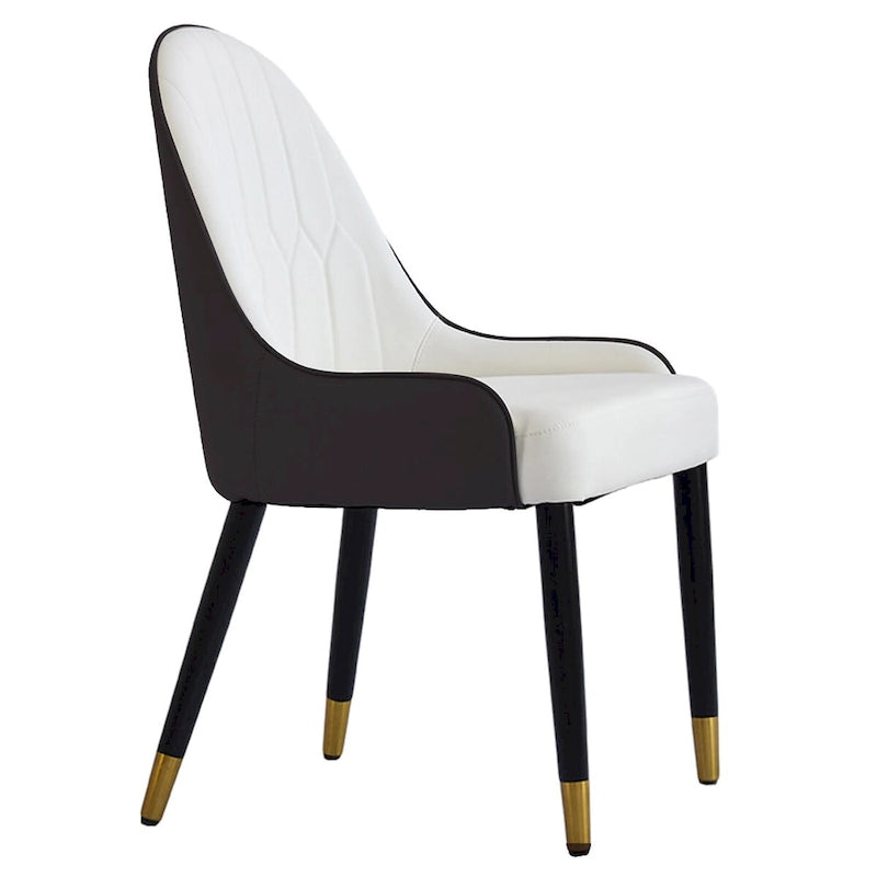Modern PU Leather Set of 2 Dining Chairs with Metal Legs