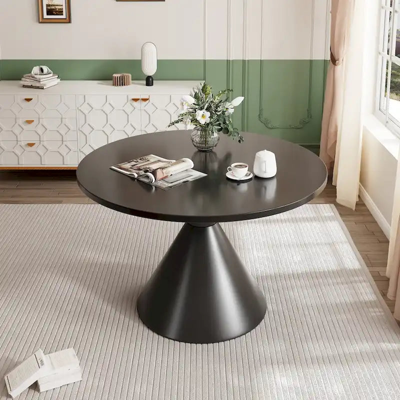 Clihome Round High Gloss Large Countertop Dining Table