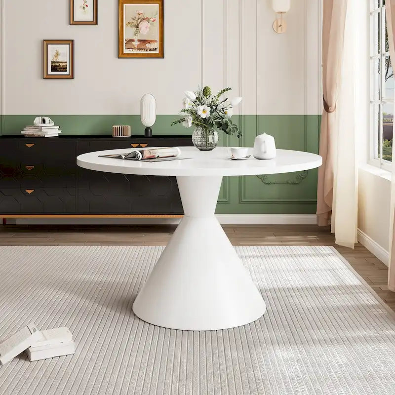 Clihome Round High Gloss Large Countertop Dining Table