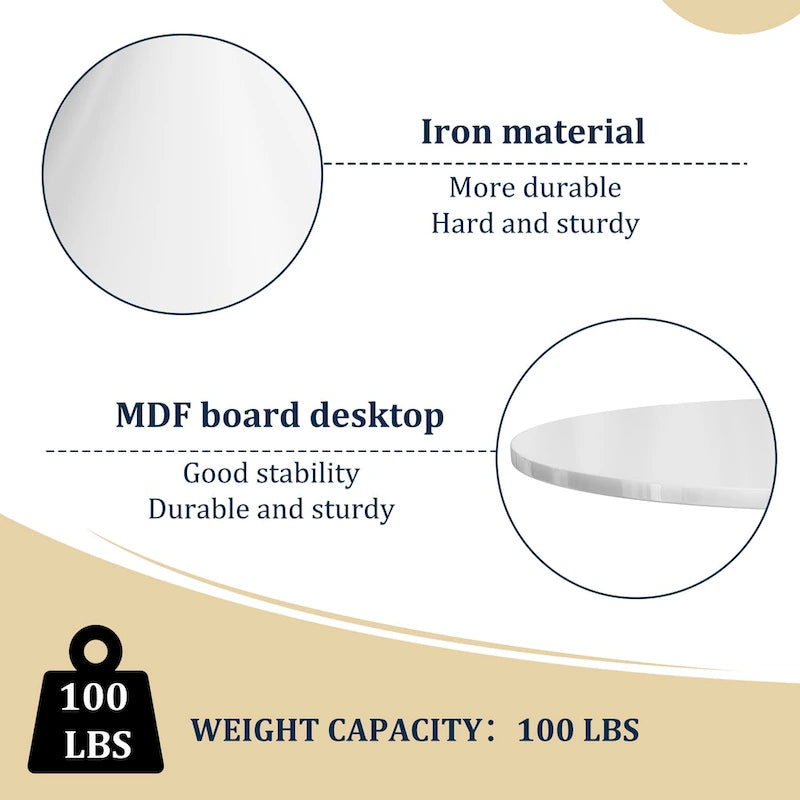 Clihome Round High Gloss Large Countertop Dining Table