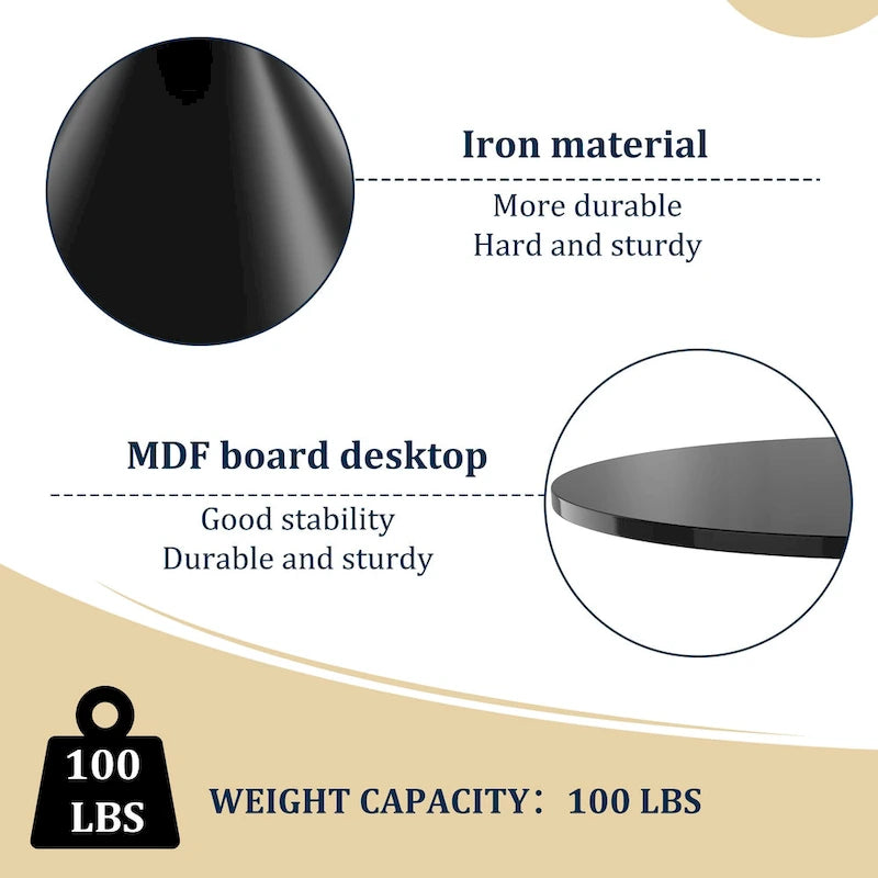 Clihome Round High Gloss Large Countertop Dining Table