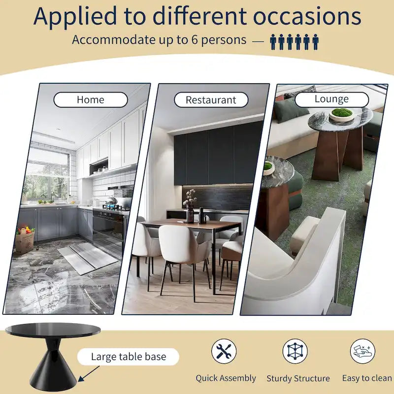 Clihome Round High Gloss Large Countertop Dining Table