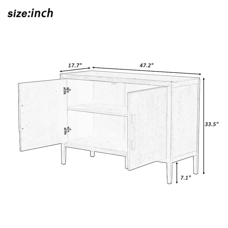 47  Vintage Style Wood Kitchen Accent Buffet Sideboard Cabinet