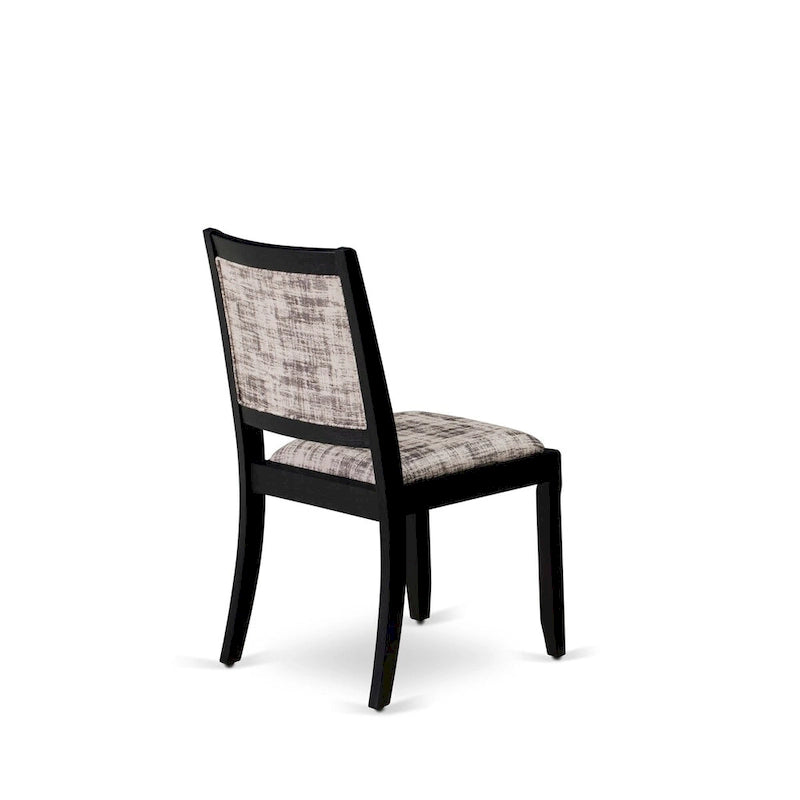 East West Furniture dining set - a dinner table & Stackable kitchen chairs - Wire-brushed Black (Pieces & Seat Options)
