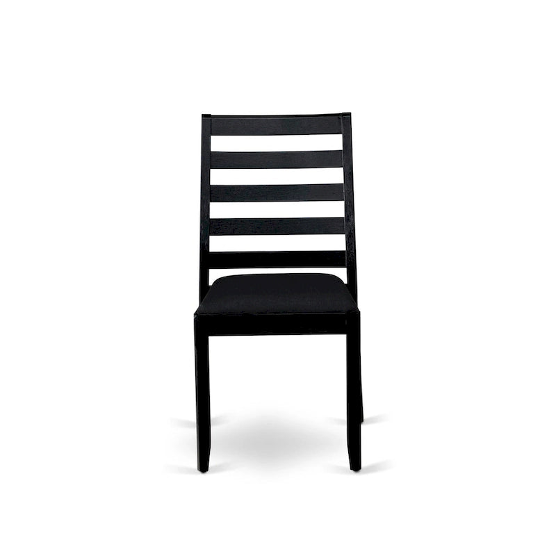 East West Furniture dining set - a dinner table & Stackable kitchen chairs - Wire-brushed Black (Pieces & Seat Options)