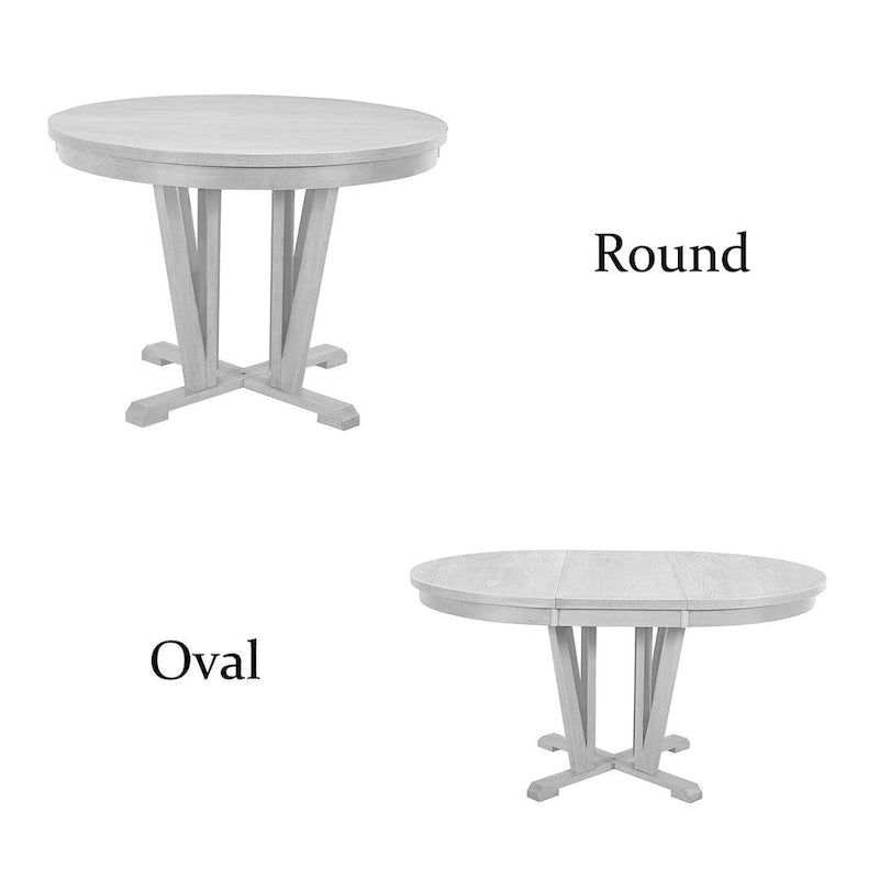 Farmhouse Solid Wood 4 Person Round Extendable Dining Table Set for Kitchen, Dining Room