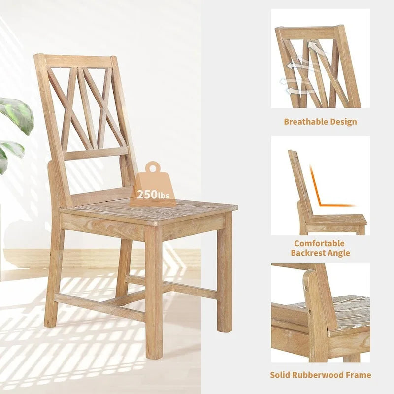 Farmhouse Solid Wood 4 Person Round Extendable Dining Table Set for Kitchen, Dining Room