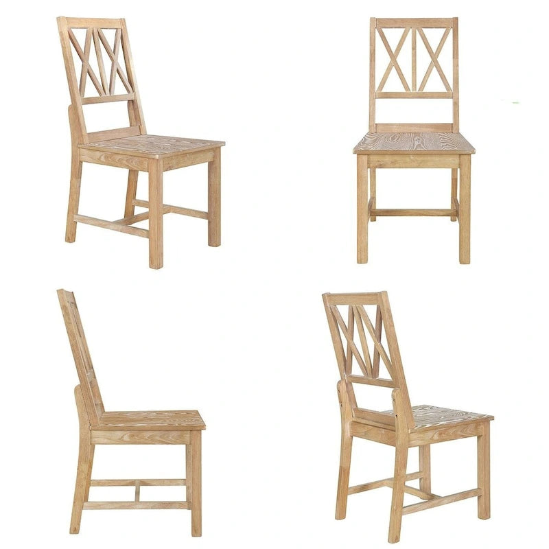 Farmhouse Solid Wood 4 Person Round Extendable Dining Table Set for Kitchen, Dining Room