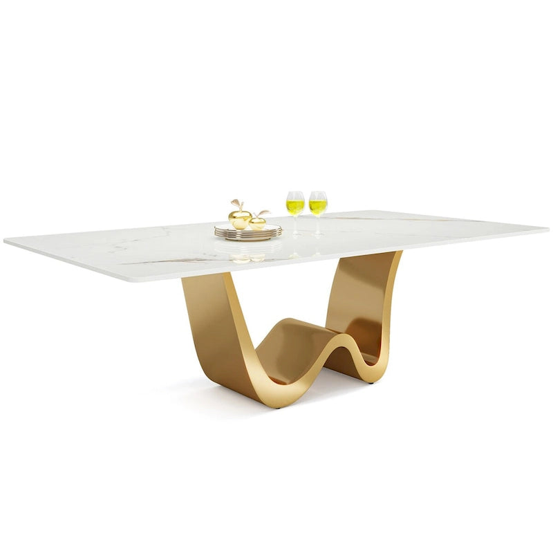 78.74-inch Large Rectangular Sintered Stone Dining Table for 6-8 - N/A