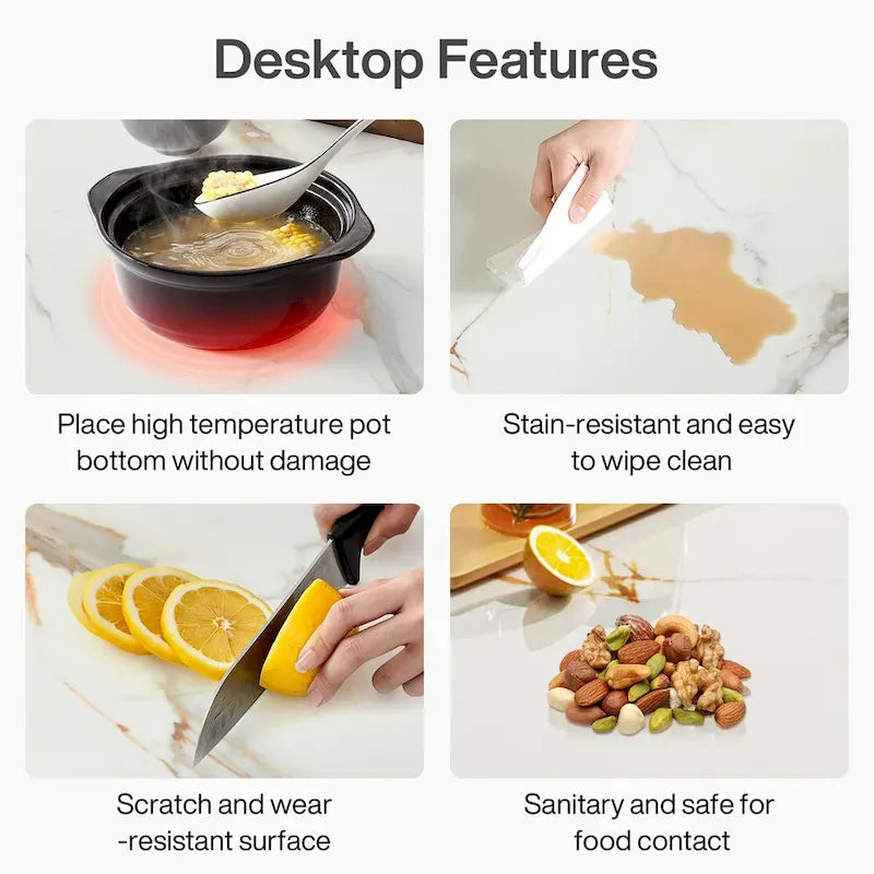 78.74-inch Large Rectangular Sintered Stone Dining Table for 6-8 - N/A