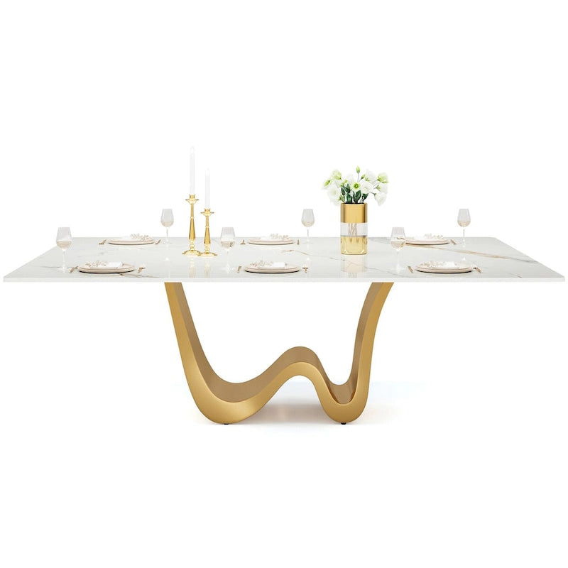 78.74-inch Large Rectangular Sintered Stone Dining Table for 6-8 - N/A