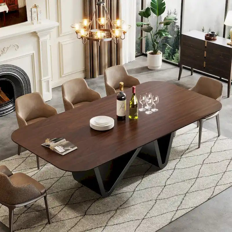 78.74-inch Large Rectangular Sintered Stone Dining Table for 6-8 - N/A