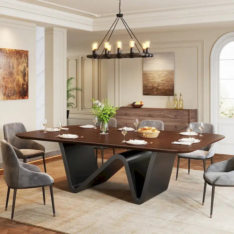 78.74-inch Large Rectangular Sintered Stone Dining Table for 6-8 - N/A