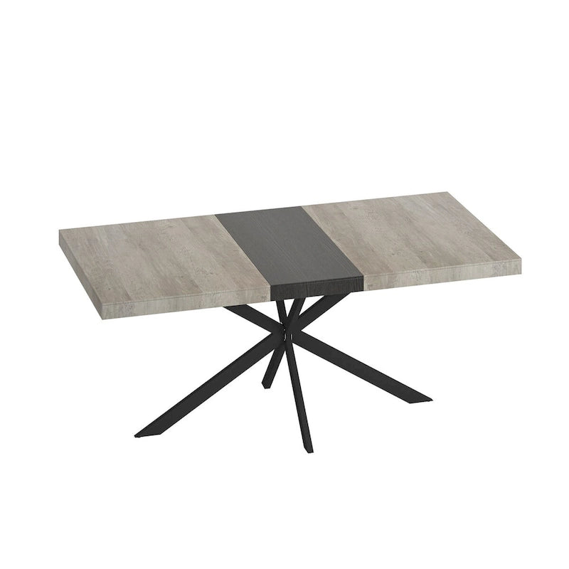 Retro Rectangular Extendable Dining Table with Storage Box