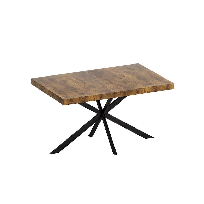 Retro Rectangular Extendable Dining Table with Storage Box