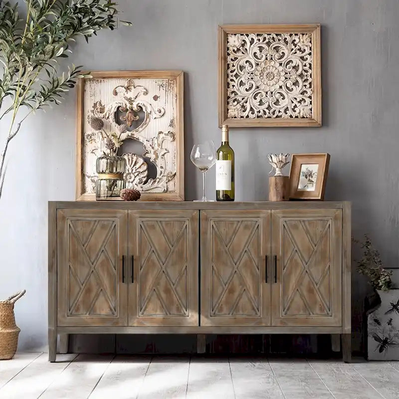 4 Door Wooden Twill Sideboard