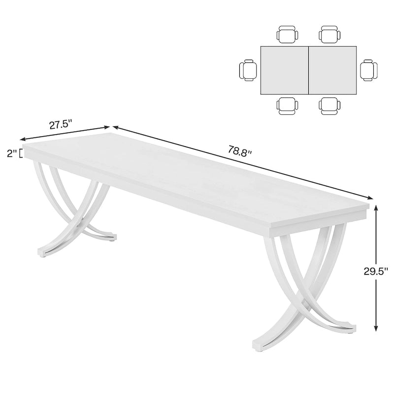 78 inch Extra Long Rectangular Kitchen Dining Dinner Table for 6-8