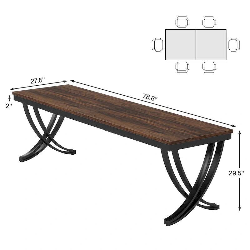 78 inch Extra Long Rectangular Kitchen Dining Dinner Table for 6-8
