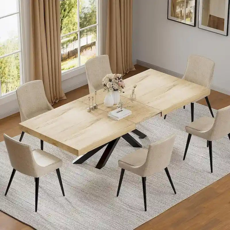63 -79  Extendable Dining Room Table for 6 8, Modern Kitchen Table