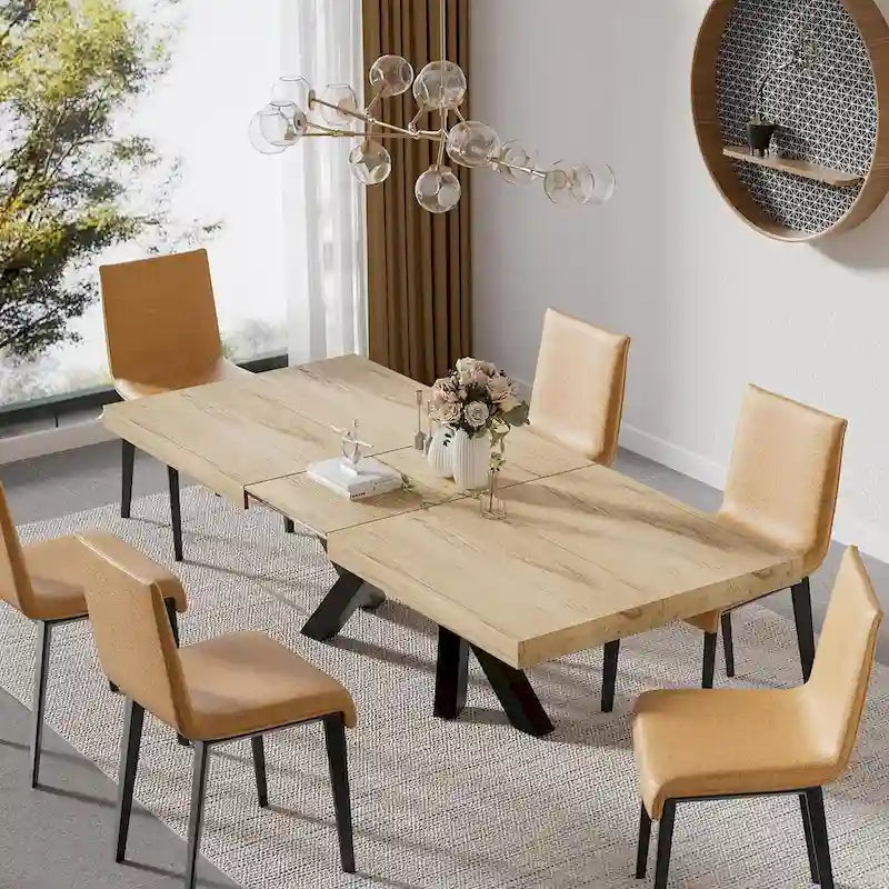 63 -79  Extendable Dining Room Table for 6 8, Modern Kitchen Table