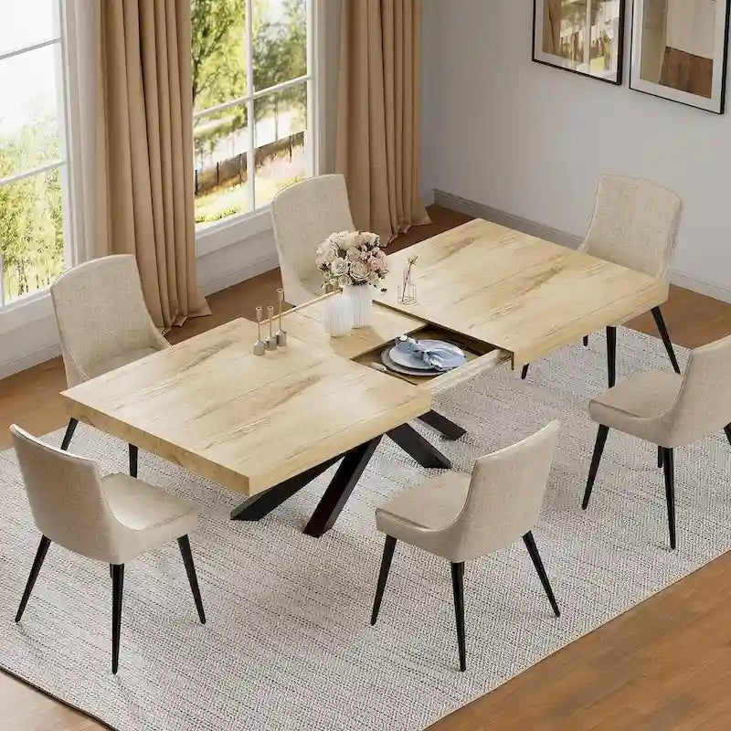 63 -79  Extendable Dining Room Table for 6 8, Modern Kitchen Table