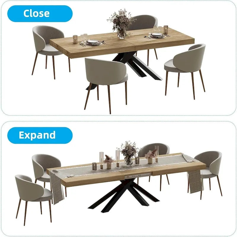 63 -79  Extendable Dining Room Table for 6 8, Modern Kitchen Table