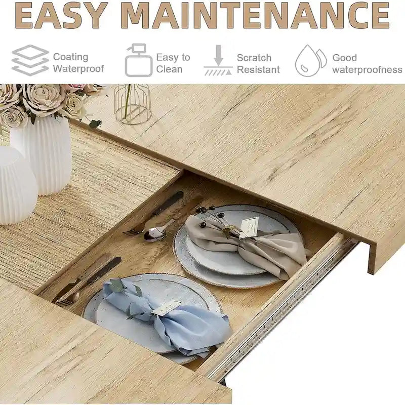 63 -79  Extendable Dining Room Table for 6 8, Modern Kitchen Table