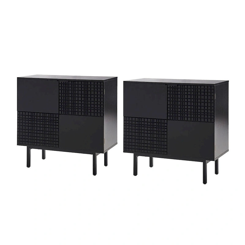Arnold Modern 30 Tall 2 Door Accent Cabinet with Metal Leg Set of 2by HULALA HOME
