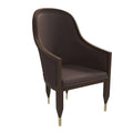 Leather Dining Chair with Arms with Rubberwood Frame Belle Series by LeisureMod