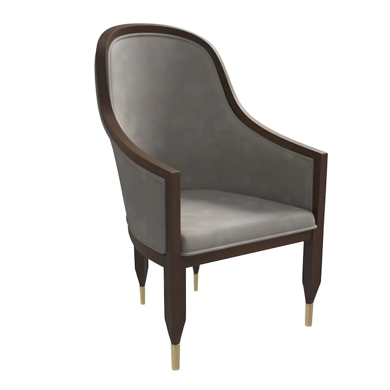 Leather Dining Chair with Arms with Rubberwood Frame Belle Series by LeisureMod