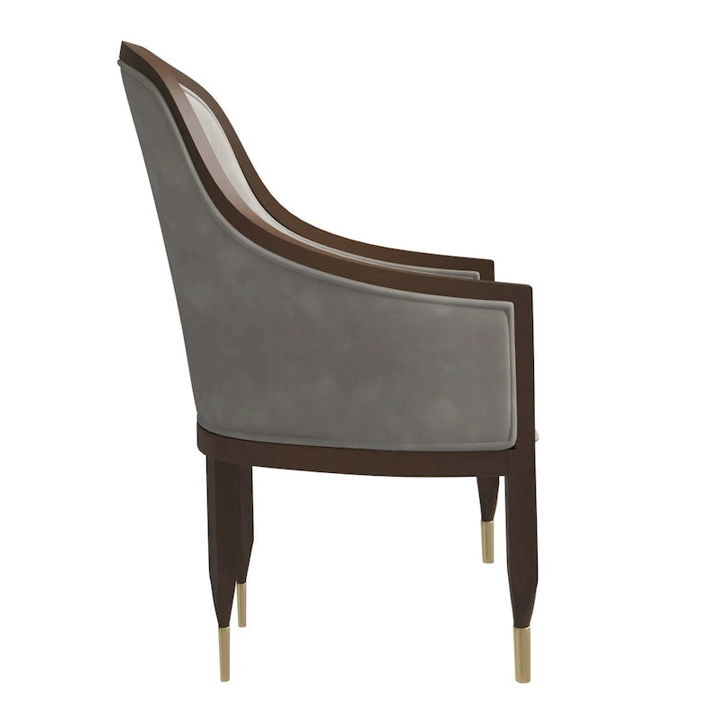 Leather Dining Chair with Arms with Rubberwood Frame Belle Series by LeisureMod