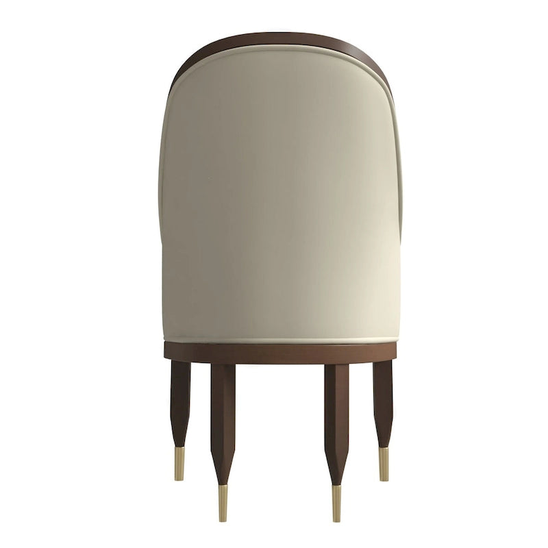 Leather Dining Chair with Arms with Rubberwood Frame Belle Series by LeisureMod