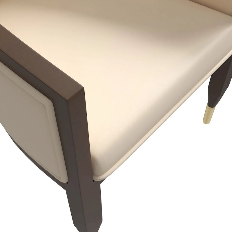 Leather Dining Chair with Arms with Rubberwood Frame Belle Series by LeisureMod