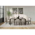 Modern Wood Rectangular Extension Kitchen Dining Table and Eight Chairs, Black