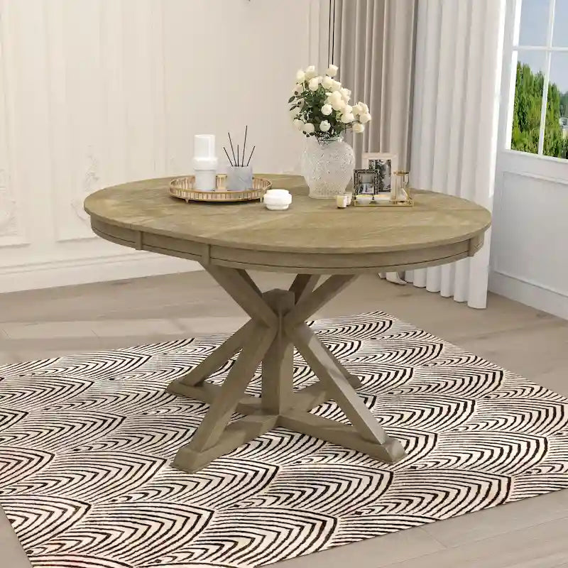 Retro Functional Extendable Dining Table with a 12  Leaf