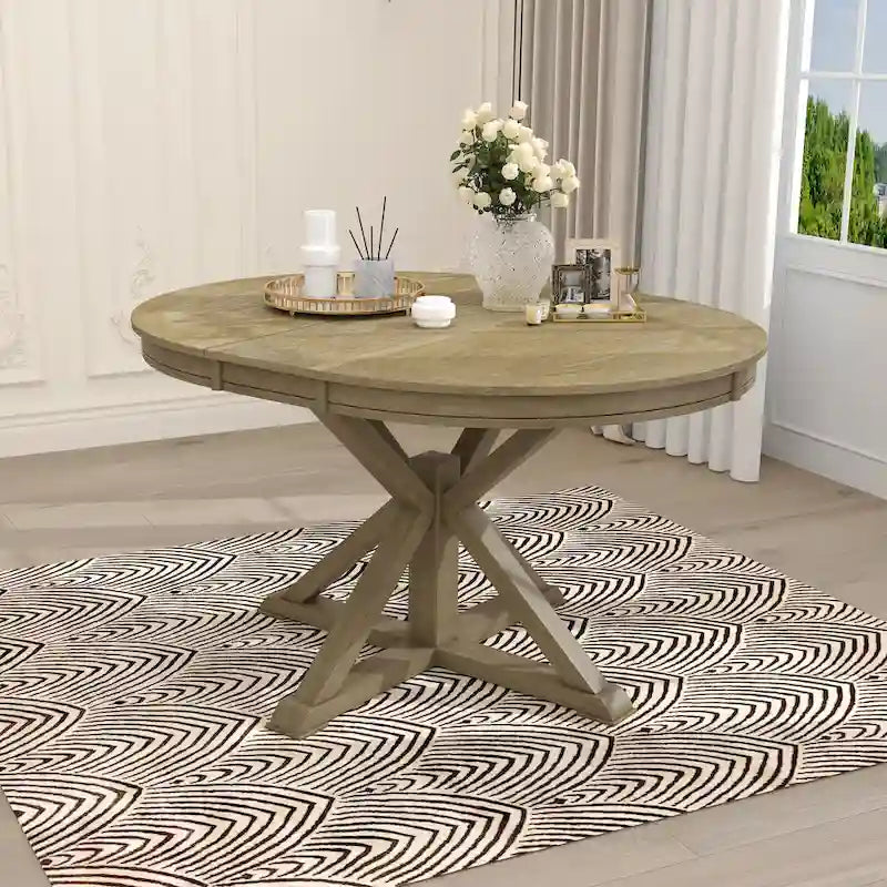 Retro Functional Extendable Dining Table with a 12  Leaf