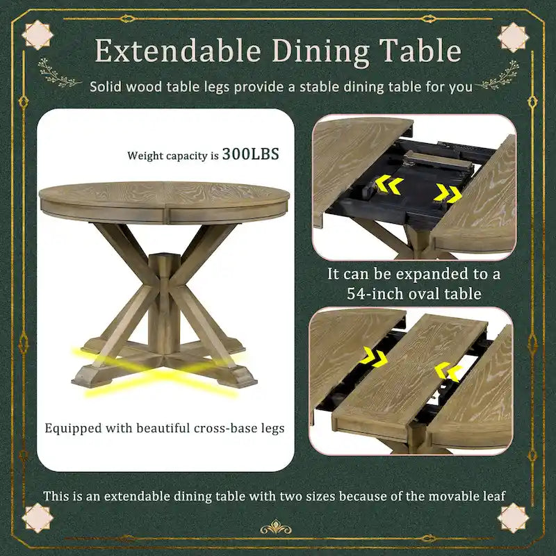 Retro Functional Extendable Dining Table with a 12  Leaf