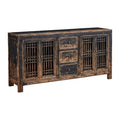 Norris 71-inch Antique Pine Sideboard with Lattice Doors, Rubbed Black