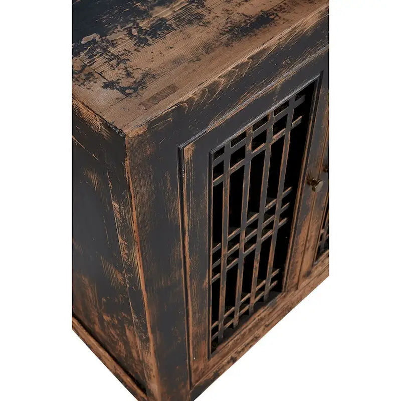 Norris 71-inch Antique Pine Sideboard with Lattice Doors, Rubbed Black