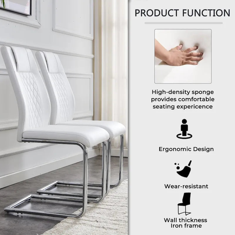 6-piece set of modern dining chairs leather soft cushion seats