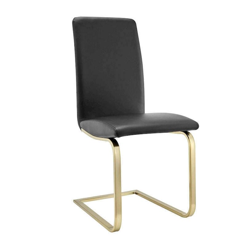 Cinzia Dining Chair in Black with Matte Brushed Gold Legs - Set of 2