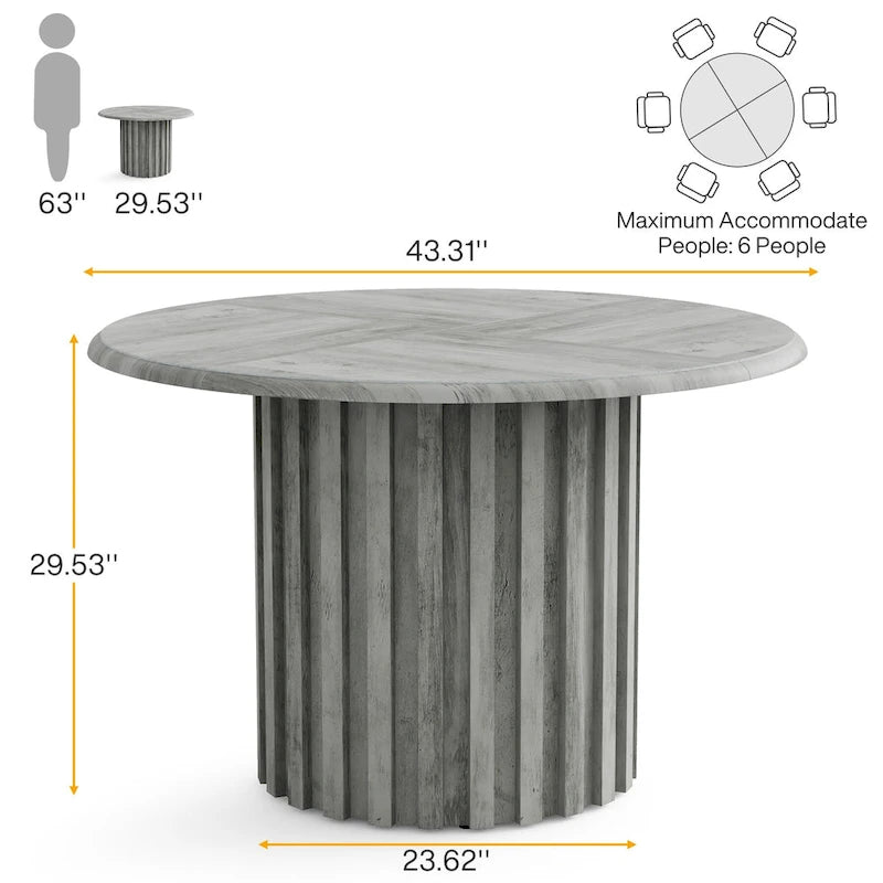 43.3 Inches Round Modern Dining Table for 4 for Dining Room