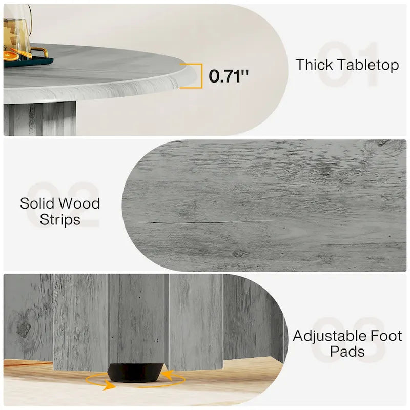 43.3 Inches Round Modern Dining Table for 4 for Dining Room